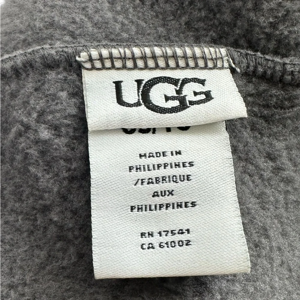 UGG Fleece Beanie Cap with Logo Patch One Size Gray Unisex